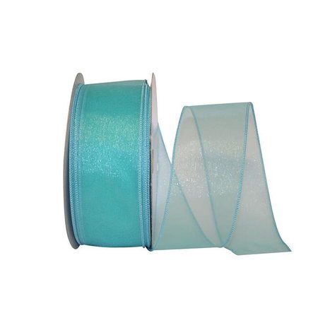 RELIANT RIBBON Reliant Ribbon 99908W-077-40K Sheer Lovely Value Wired Edge Ribbon - Aqua - 2.5 in. x 50 yards 99908W-077-40K